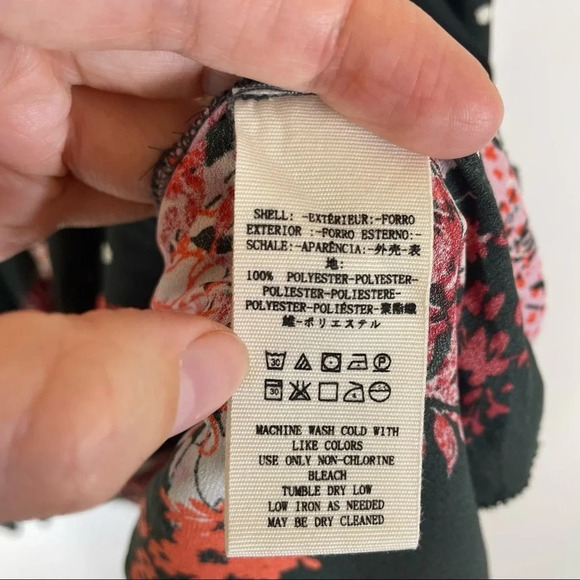 Free People Haze Floral Tunic Hi Low Green Tank Top Size Medium - Picture 11 of 12